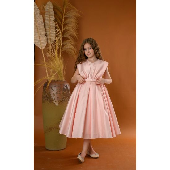 صورة فستان بناتي سهرة 4 الوان منفوش - M3469